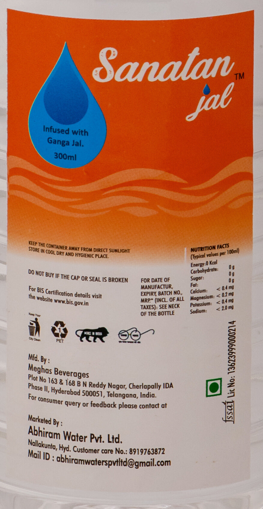 Sanatan Jal - 300 ml (1008 bottles, 42 Cases)